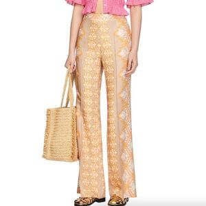 Sandro Paisley Print Flare Trouser Beige Multicolor Women’s Size XS (Sandro 34)